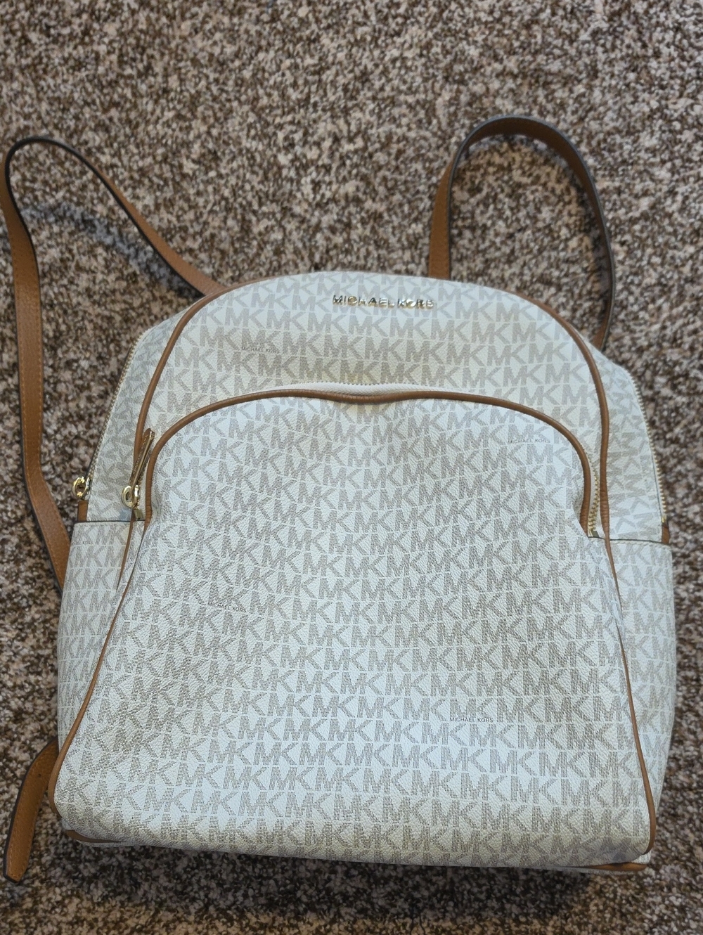 Michael Kors Signature White/Tan Backpack